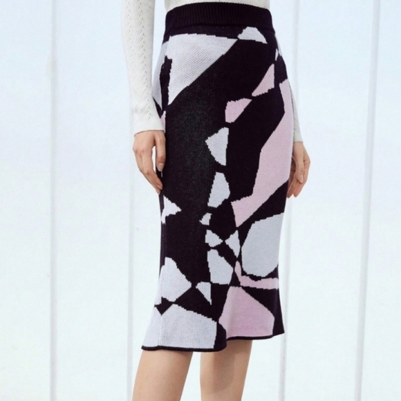WOOL-BLEND ABSTRACT KNIT SKIRT - Picture 2 of 5